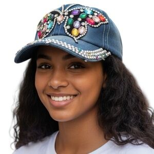 Rhinestone Butterfly Baseball Cap